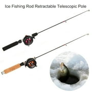Windfall FRP Ice Fishing Rod Retractable Reel Telescopic Pole Stick for Freshwater Saltwater, with/without Spinning Reel, Fiberglass, EVA